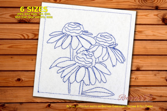 Fresh Coneflower Lineart Design