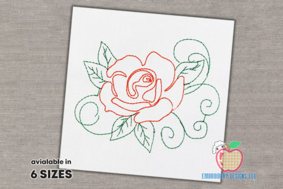 Outline Rose Embroidery Design