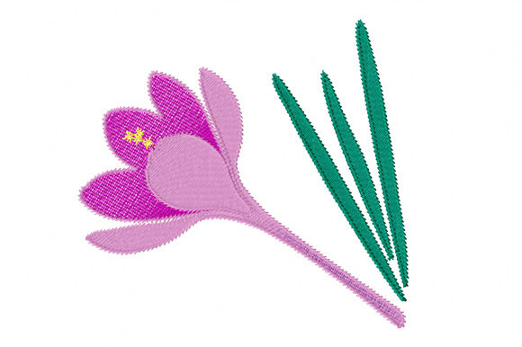 Purple Crocus Flower Embroidery