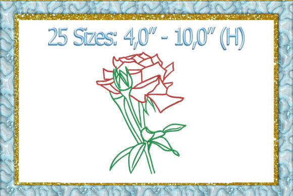 Rose Outline Embroidery Design